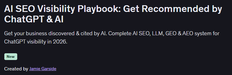 Jamie Garside – AI SEO Visibility Playbook – Get Recommended by ChatGPT & AI Free Download